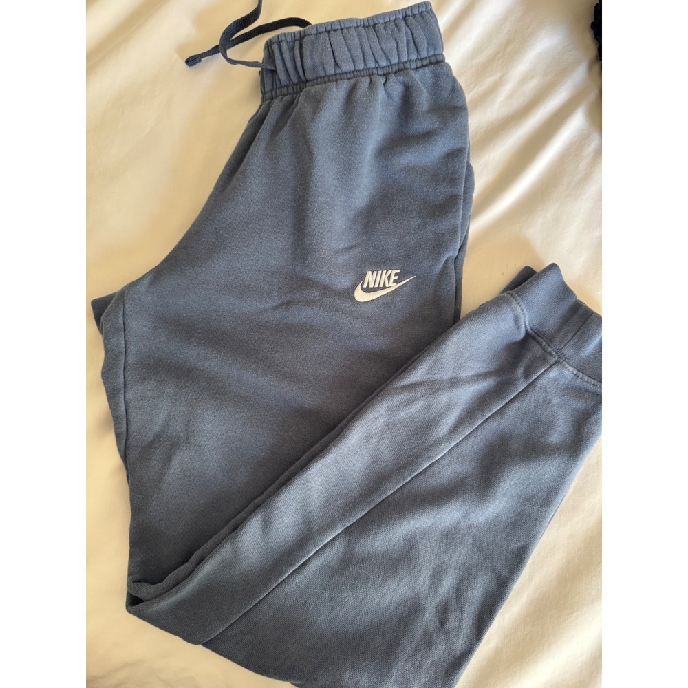 Nike Womens XS Sportswear Fleece Joggers Blue French Terry Sweatpants Athleisure
